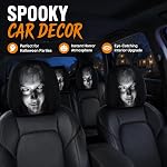 4PCS Couverture tête amusante pour voiture, mignon yeux de dessin animé Couvertures tête de voiture, protection tête siège de voiture pour siège avant automatique Décoration de Noël (D)