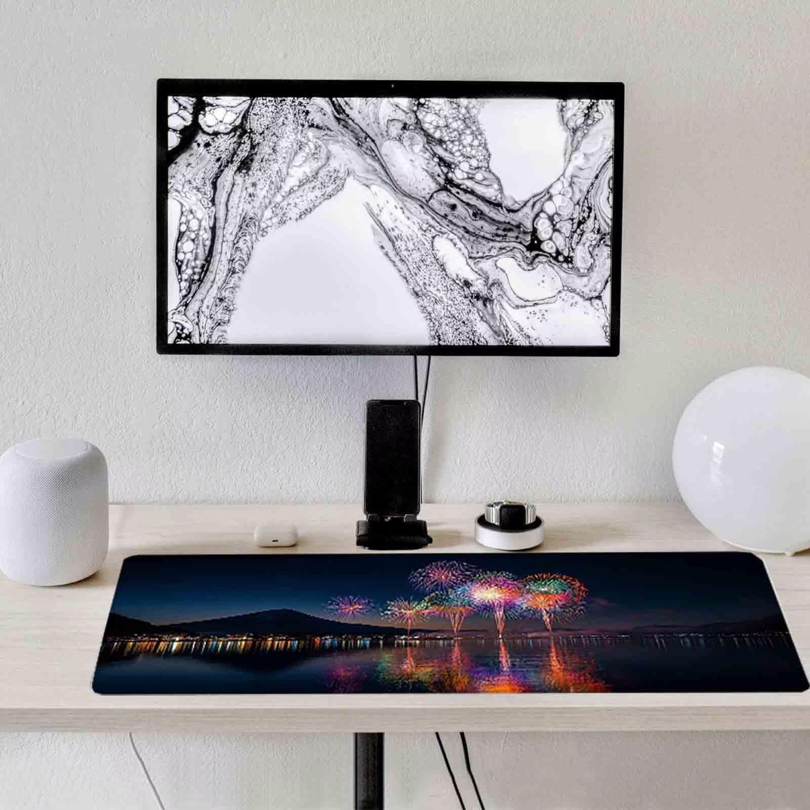 Kolorowa podkładka pod mysz do gier podkładka pod mysz nocny widok XXL 1000 x 500 mm mata biurkowa z przeszytymi krawędziami, antypoślizgowa, do nauki, gier, akcesoriów biurowych, dekoracji prezentów