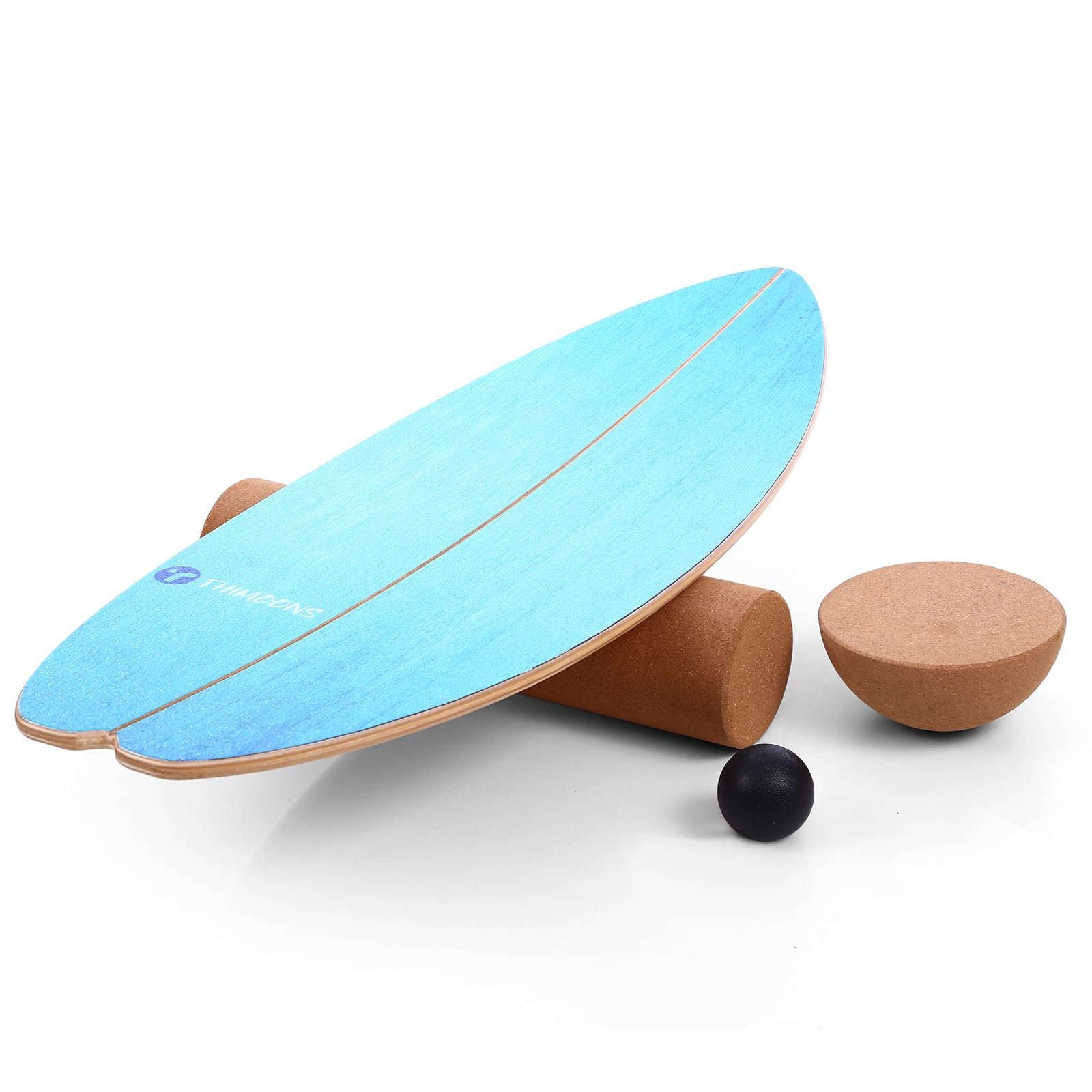 Balance Board Erwachsene | Rutschfeste Oberfläche & Rocker Shape | Surf Balanceboards für Surf Core-Training, Fitness, Reha & Koordination,inkl. Rolle, Halbkugel und Balance Ball
