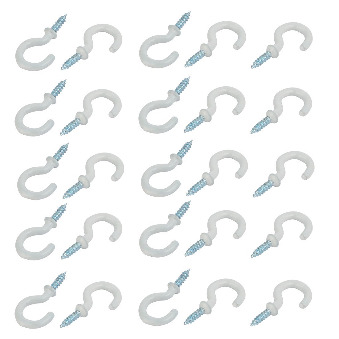 Uxcell White,Silver Sourcingmap 3/4 Inch Plastic Coated Screw-In Open Cup Ceiling Hooks Hangers White 25Pcs