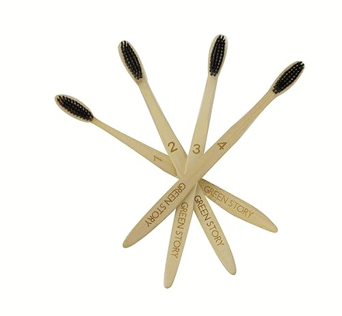 Cepillo de dientes de bambú con cerdas de carbón biodegradable y ecológico - Paquete de 8