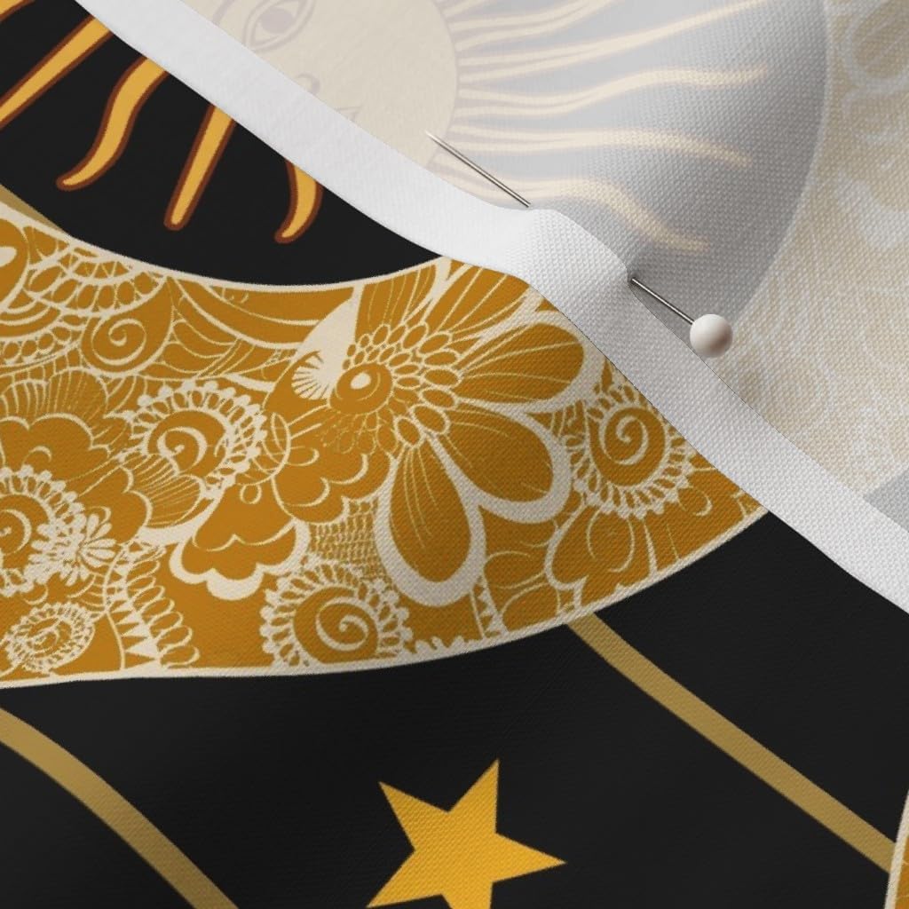 Spoonflower Fabric - Sun Moon Stars Lunar Celestial Printed on Petal Signature Cotton Fabric by The Yard - Sewing Quilting Apparel Crafts Decor