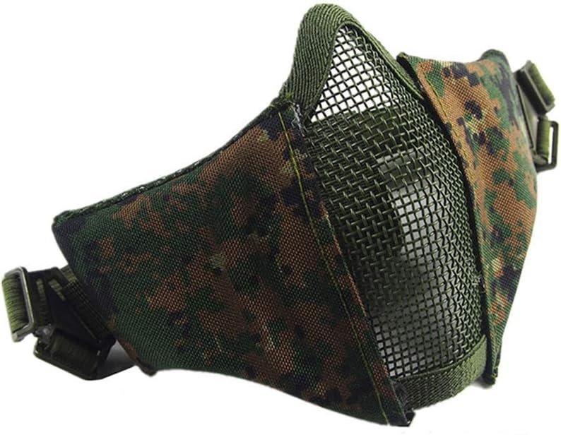 Outdoor Airsoft Shooting Face Protection Gear Double Belt Metal Steel Wire Mesh Half Face Tactical Airsoft Mask