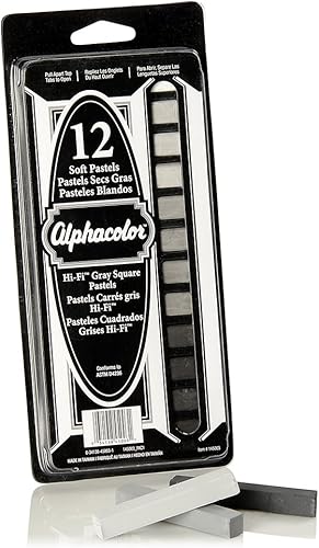 Miniatura 2 de Quartet Derwent Alphacolor Pasteles cuadrados suaves, 7 tonos grises de alta fidelidad, 12 pasteles por juego (145003)
