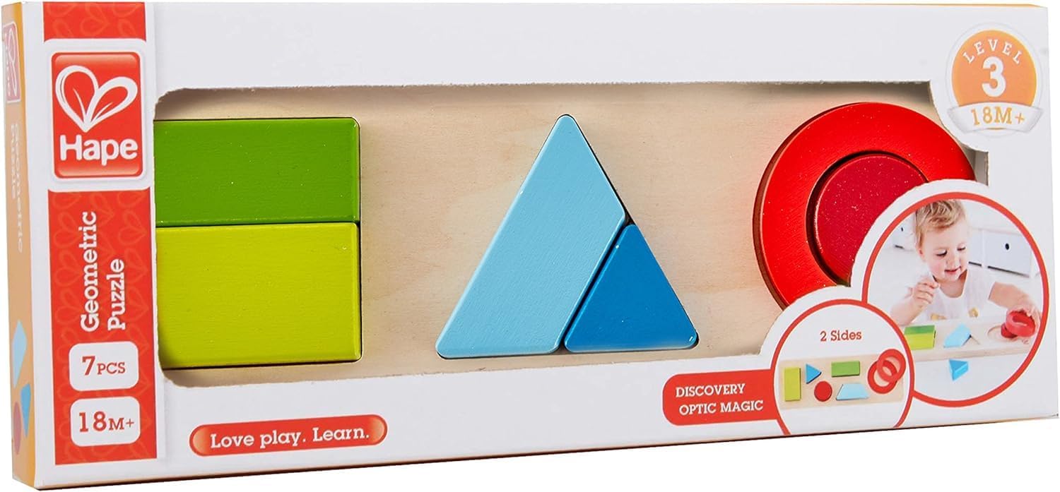 Odyssey Toys Hape Geometry Puzzle (10 Pieces), Multicolor, 5'' x 2''
