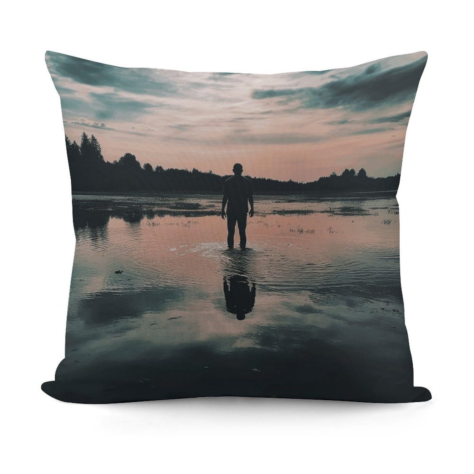 Adfgyerh Style Standing In The Lake Decorative Pillow Covers, Throw Pillow Covers Soft For All Seasons, Pillowcases For Couch Living Room Sofa Bedroom 18X18 Inch