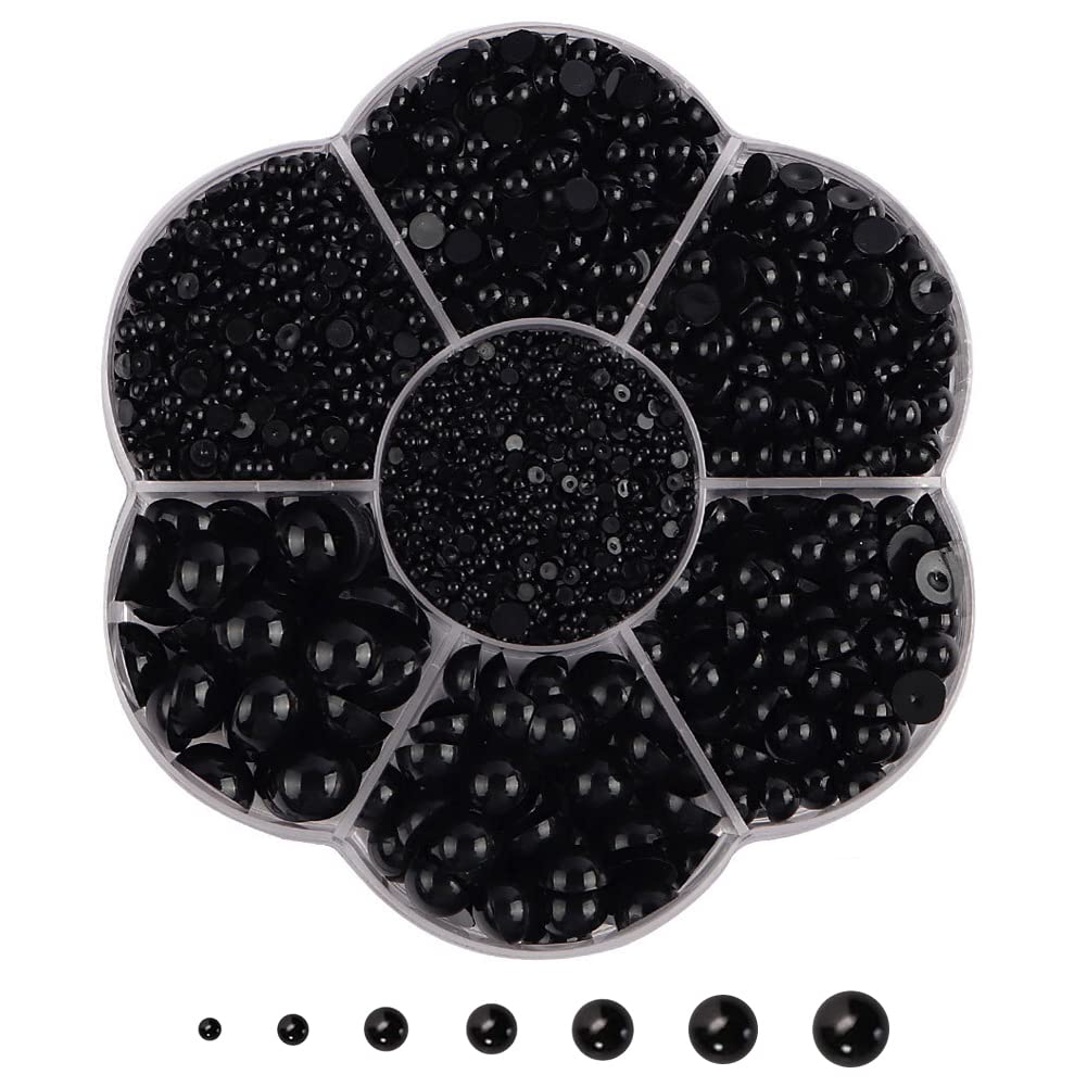 5800 Pcs Half Pearls For Crafts - Flatback Acrylic Pearls, 7 Sizes (2mm-10mm), DIY Nail Art & Jewelry Making