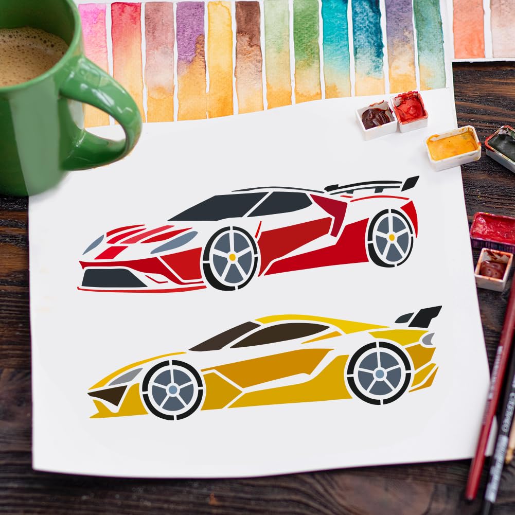 Plantillas De Dibujo De Coches Deportivos - 3 Modelos, Con Pincel - Para  Pintar En Paredes O Muebles Decoración Manualidades, image size:1001x1001