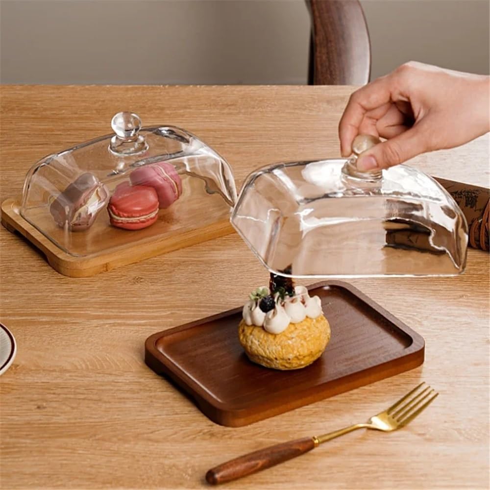 Beurrier Beurrier en Bois et Verre for gâteaux, Fruits, etc. Idéal for présenter des Desserts dans Les hôtels. Boîte à Beurre