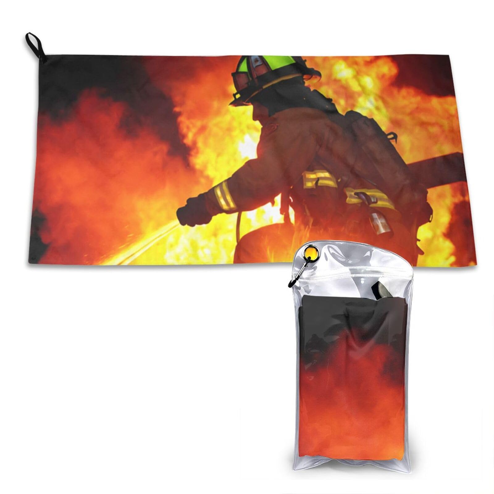 WXWJSHMGC Firefighter Fireman Flame Print Cooling Towel, Gym Towel,Cooling Towels For Neck, Soft Breathable Travel Cool Towel,Sports Towels For Gym,Camping