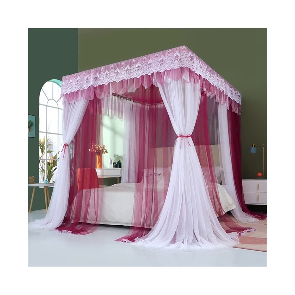 Auvent de lit moustiquaire 1.8x2x2m avec rails en acier inoxydable et 3 portes