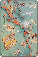 Vista 1 de Mapa de las Islas del Caribe - Don the Beachcomber Tiki Bar and Restaurant - Vintage Pictorial Map c.1940s - Cartel de metal vintage de 8 x 12