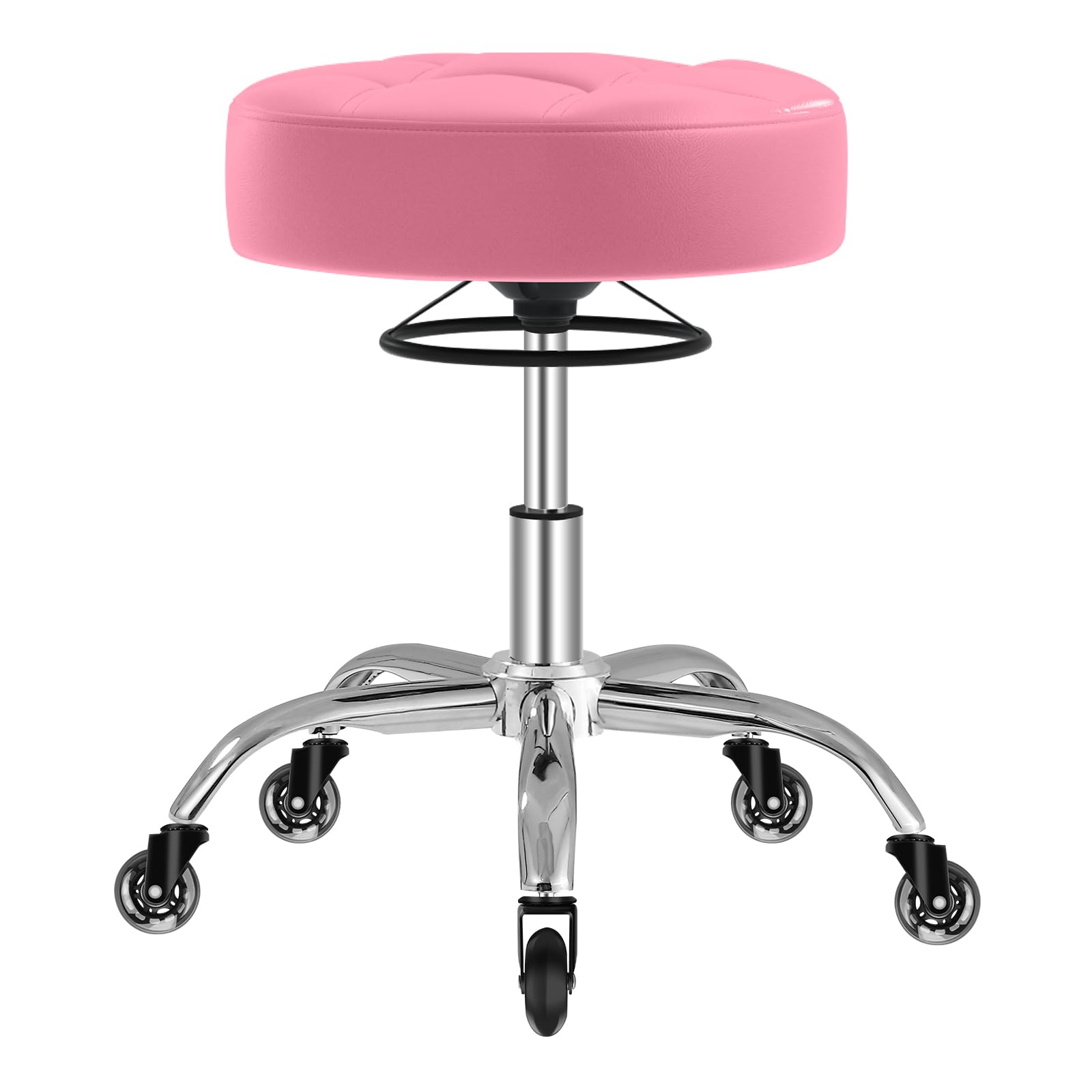 YEEZEE Rolling Stool Heavy Duty 400lbs: No Squeak, No Tip, Pink