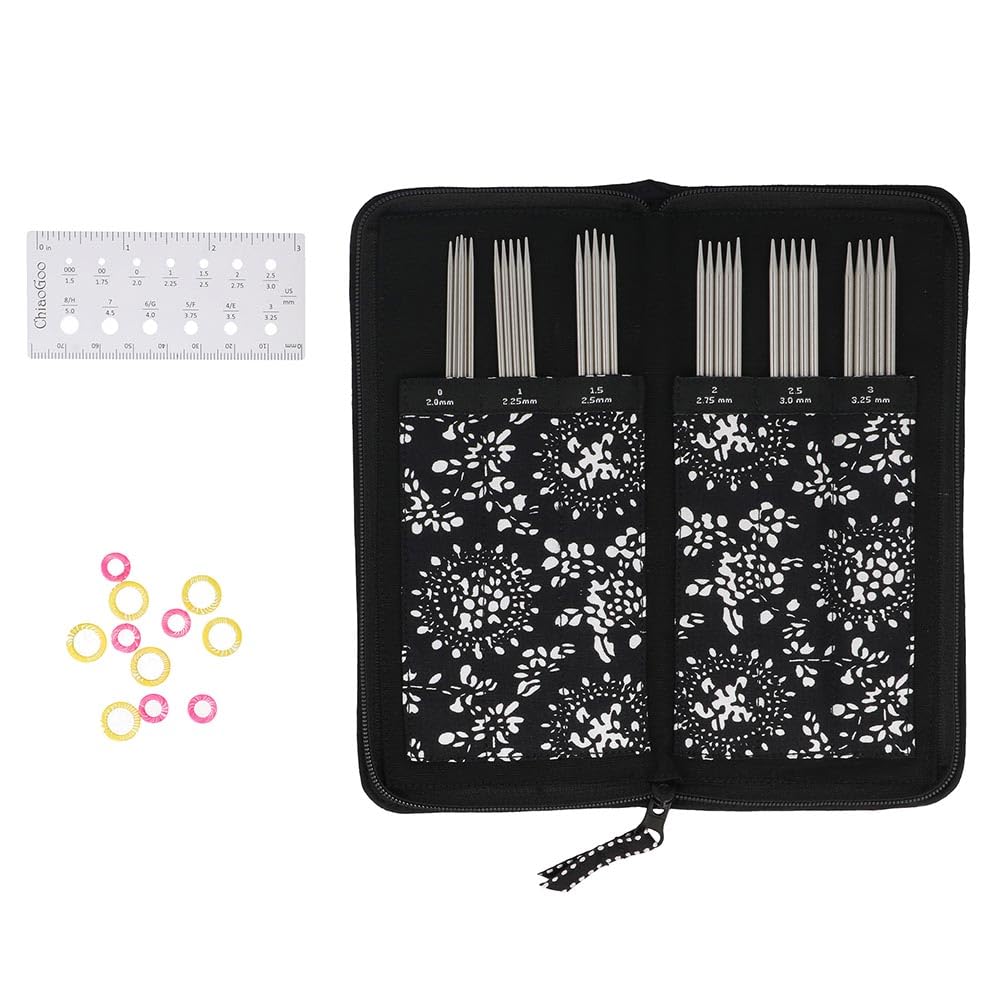 ChiaoGoo Double Point Sock Set, Stainless Steel, 6-inch (15 cm)