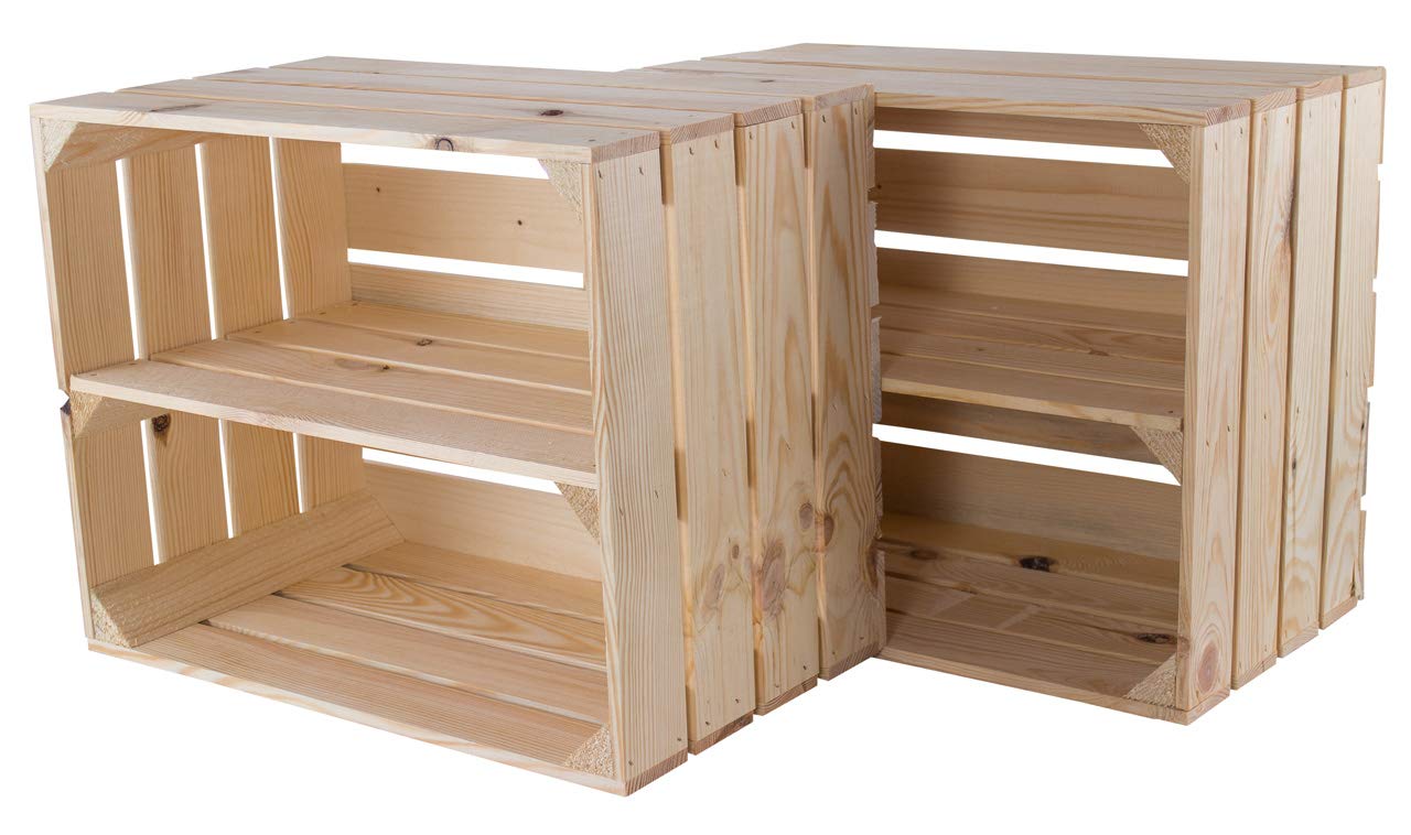 Kistenkolli Altes Land Schuhschrank Schuhregal Naturholz unbehandelt upcycling massivholz Holzkisten Weinkisten Regalkisten Maße 50x40x29cm (je Kiste) (3er Set Johanna Längs)