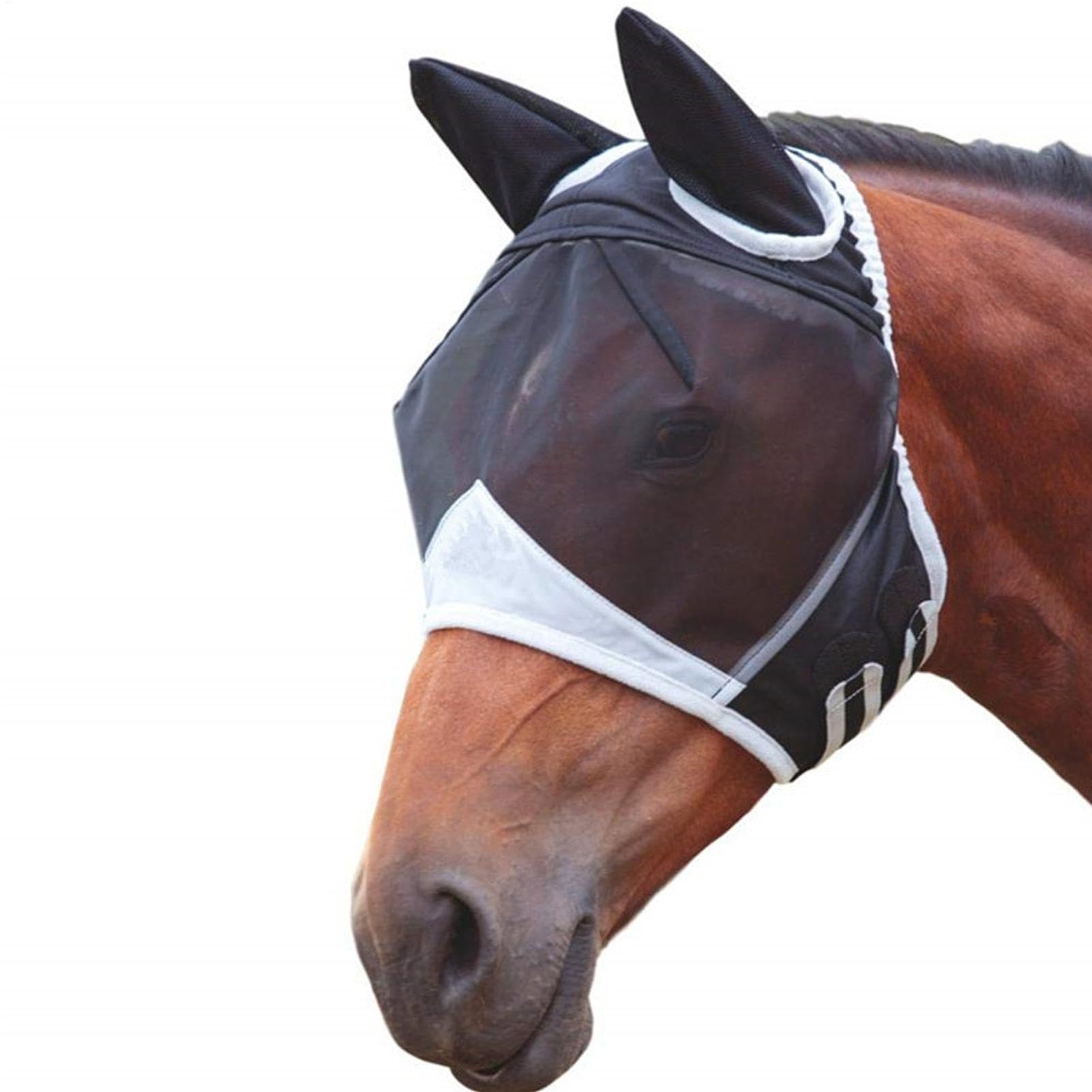 Masque Anti-Mouches pour Cheval | Tissu Respirant Protection UV - avec Oreilles Sangle Élastique Large Espace pour Les Yeux Demi-Masque - pour bétail, Vaches, Ferme, Toutes