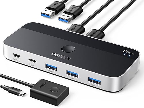 UGREEN Conmutador USB 3.0 2 computadoras que comparten dispositivos USB C y A, conmutador USB de 4 puertos para compartir teclado y mouse, disponible en Yaxa Colombia