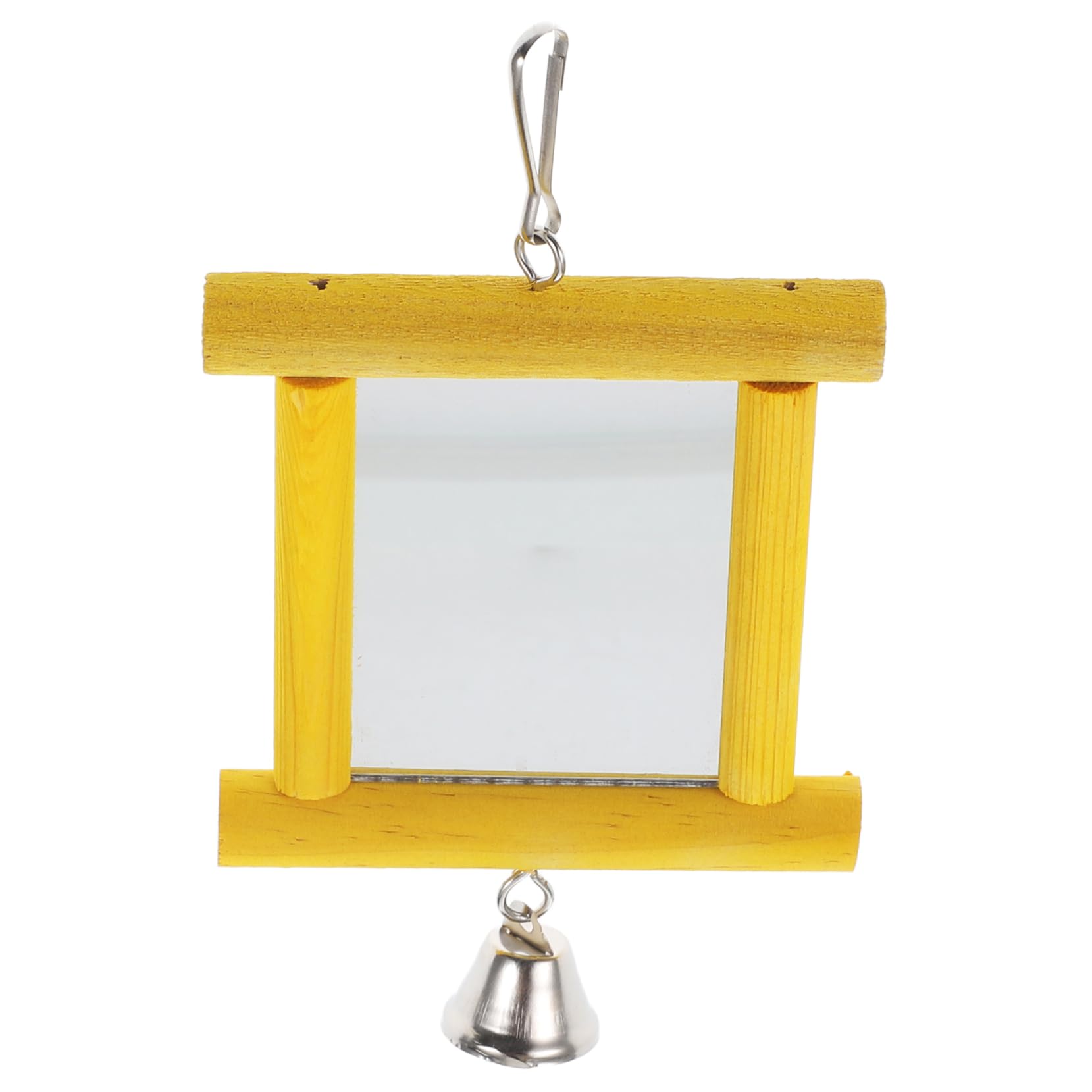 HANABASS Wooden Parrot Mirror Toy Bell for Cockatiel Hanging Bird Mirror Plaything for Parakeet Cage Parrot Toys