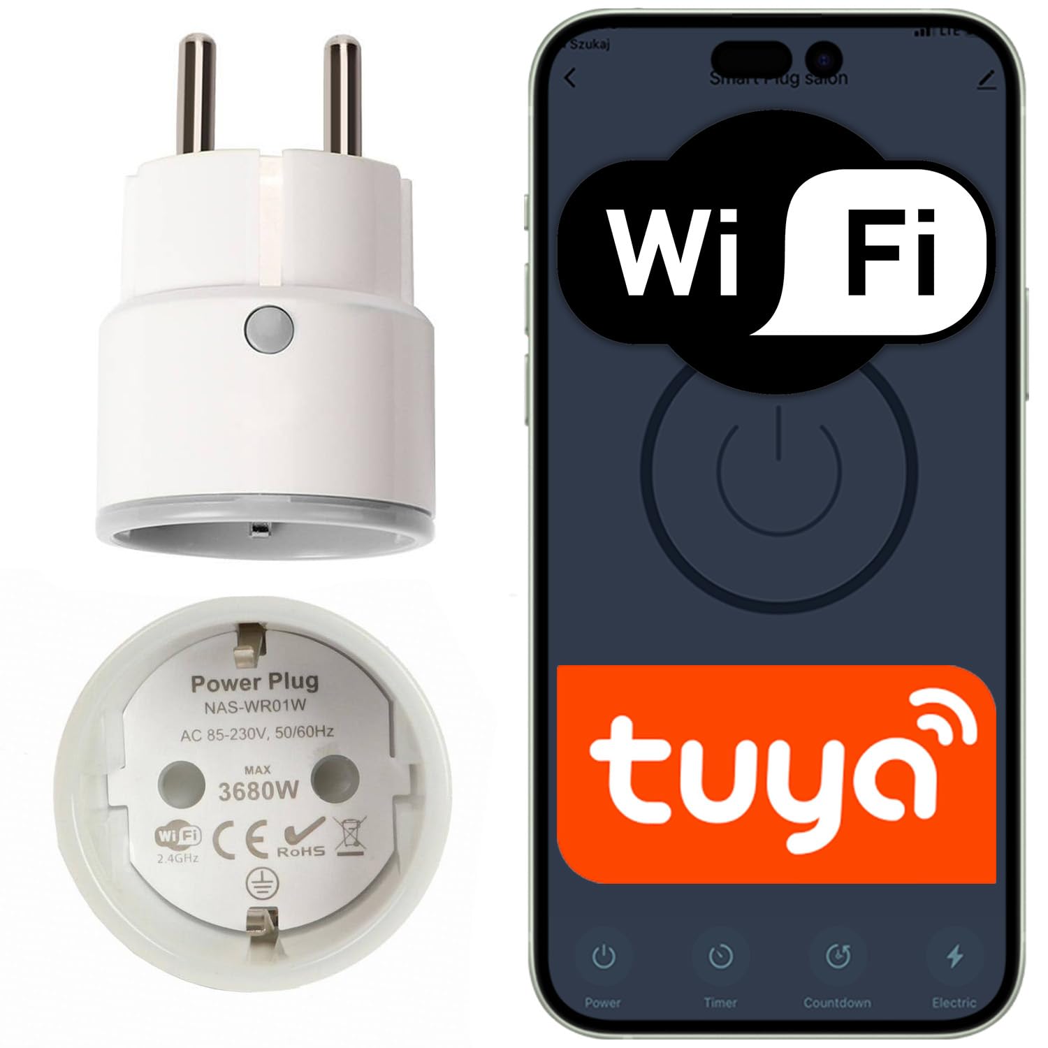 Sone Smart One Enchufe Inteligente WiFi 16 A con Medidor de Consumo Tuya