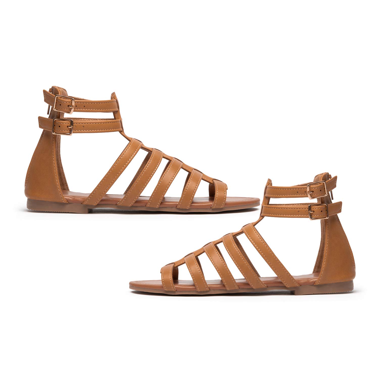katliu Sandales Femme Plates Spartiates Confortables Été avec Brides pour Plage Vacances et Quotidien 36-41