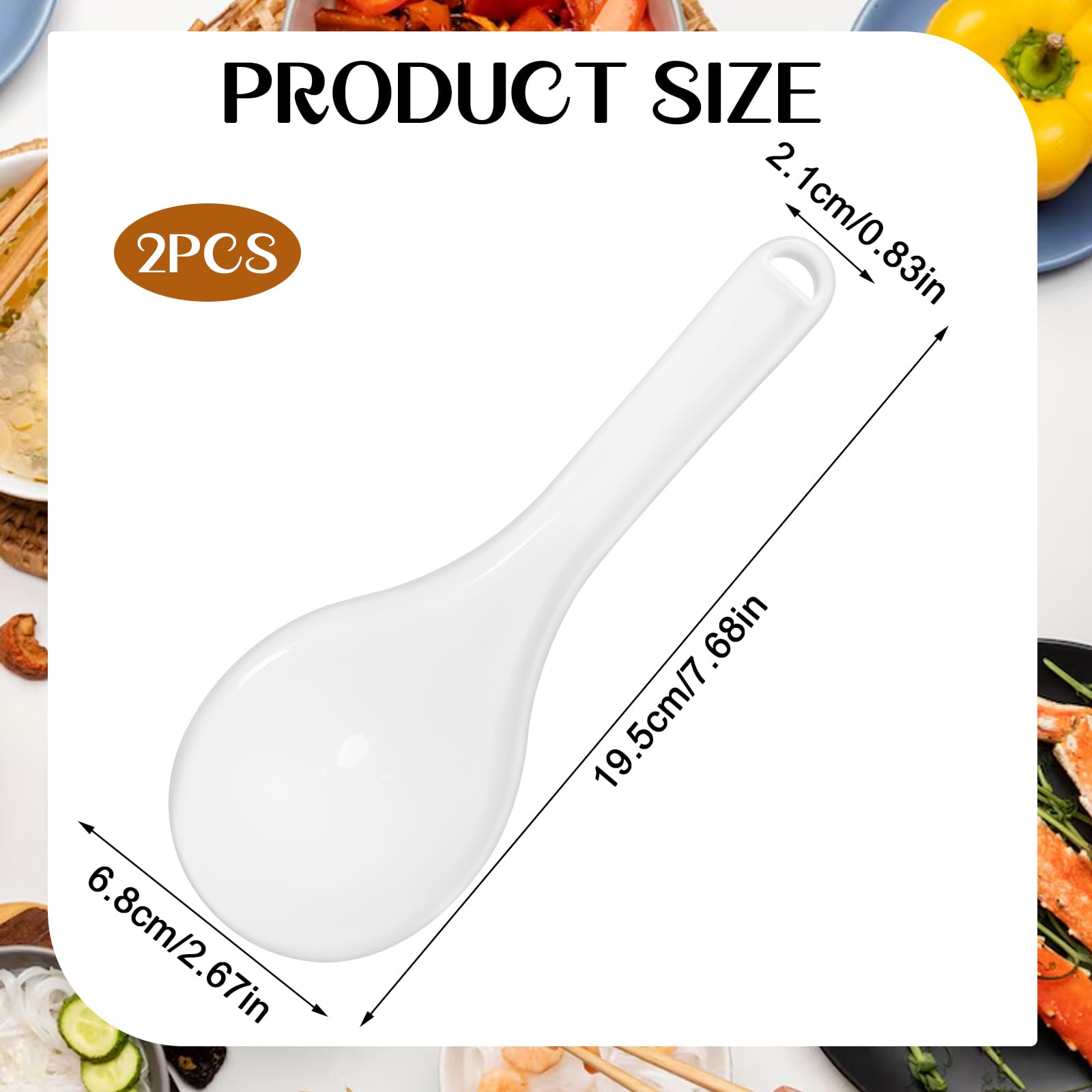 Łyżki do ryżu, 2 sztuki, 19,5 cm, nieprzywierające, białe, plastikowe, z tworzywa sztucznego, do mieszania i gotowania ryżu, puree ziemniaczanego lub wielu innych