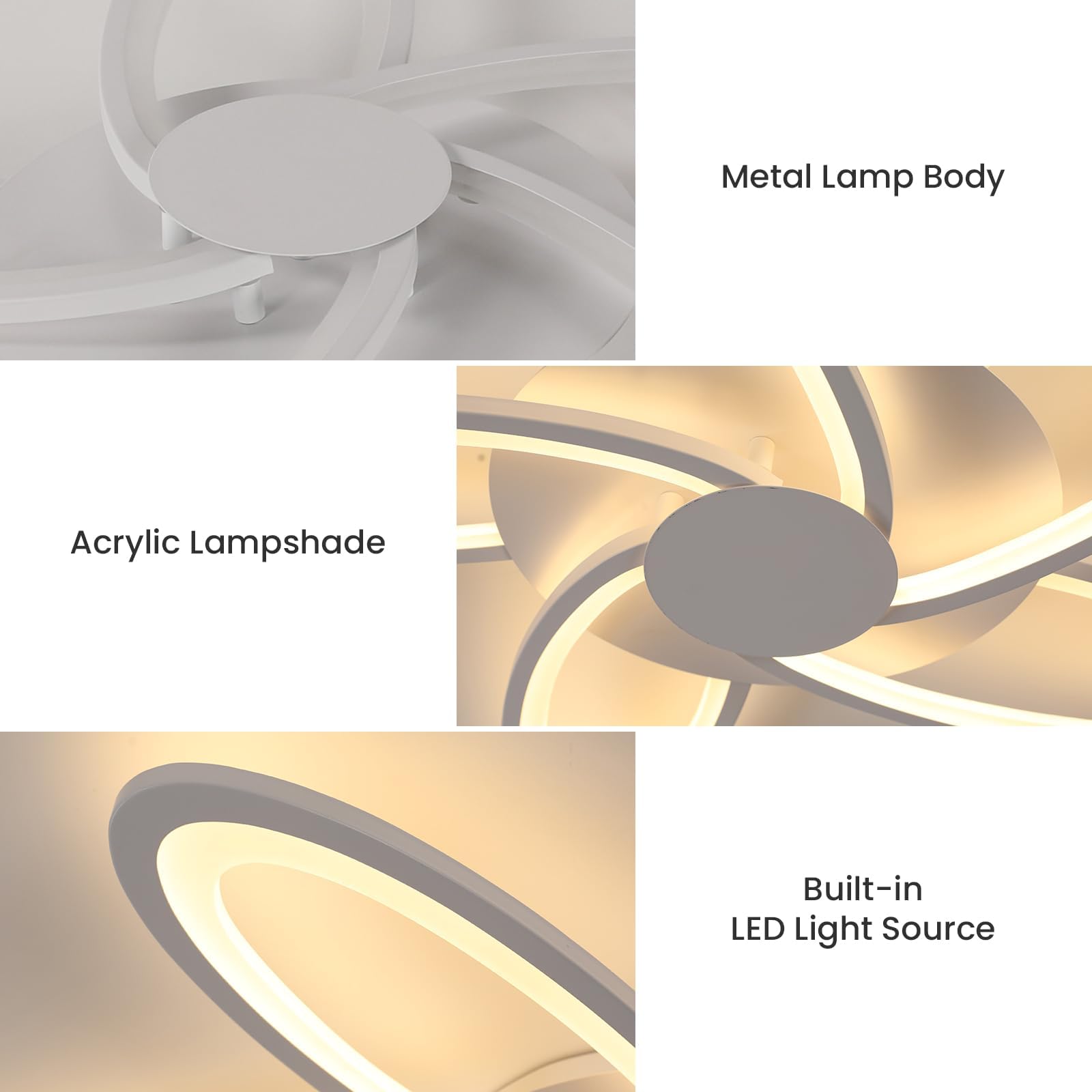 Plafoniera LED Soffitto 60W 6700LM Fiore Design, Luce Calda 3000K | Lampada da Soffitto Moderna, Lampadario LED Bianca per Camera da Letto, Soggiorno, Sala da Pranzo, Ufficio