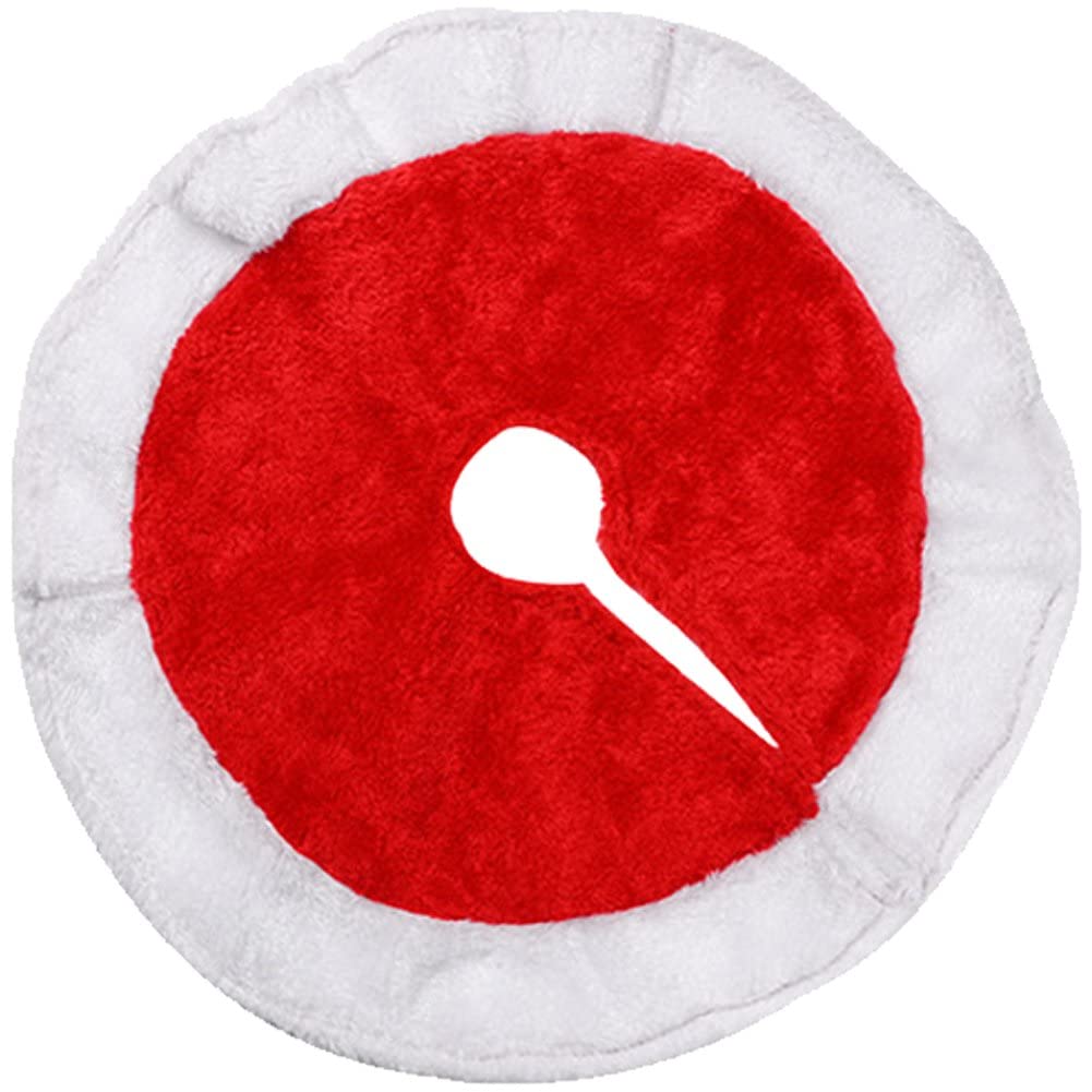 Wudaizhi Red Christmas Decorations Mini Fluffy Tree Skirt White Tree Skirt Christmas Atmosphere Decoration 38Cm