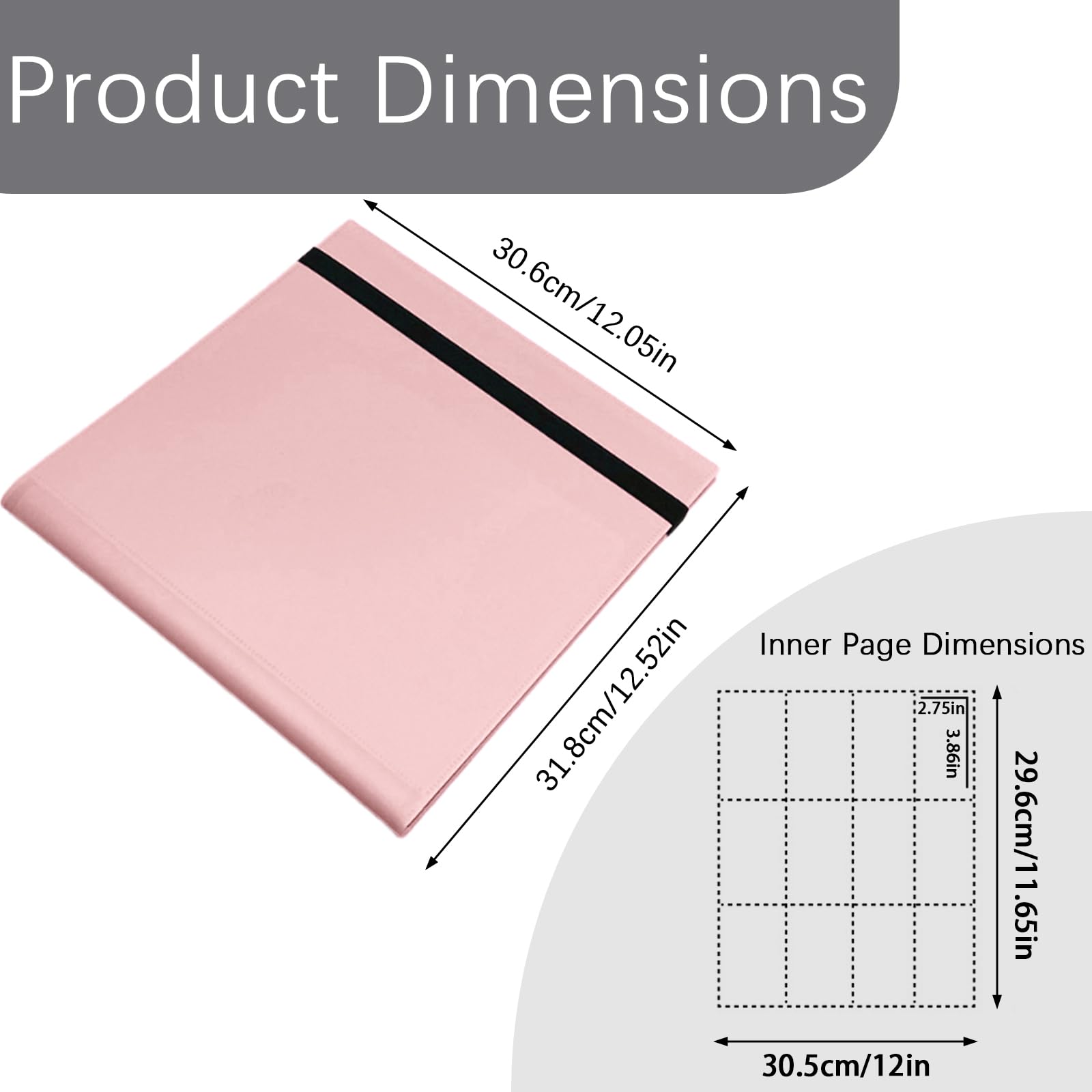 Trading Card Binder-12-Pocket,Total 480 Pockets,Card Collection Binder for Standard Cards Side Loading Card Folder for MTG Sports (Football/Basketball/Baseball) Cards (Pink) - Image 2