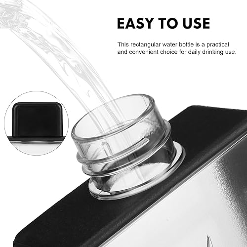 Miniatura 4 de Ciieeo Botella de agua plana, taza de viaje portátil, botella de agua rectangular, botella de viaje, botella de plástico, taza de viaje para