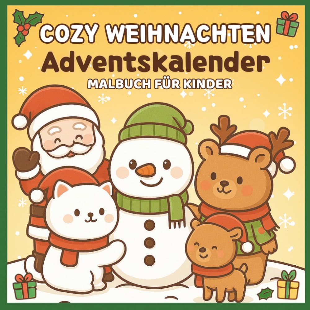 Cozy Weihnachten Adventskalender: Malbuch mit 24 Einfachen und klaren Motiven - Gemütliche, festliche Szenen für den Dezember