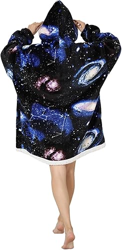 Miniatura 2 de Manta con capucha, sudadera de gran tamaño para adultos, mujeres y hombres, hecha de franela muy suave y cálida, con bolsillo y mangas, color