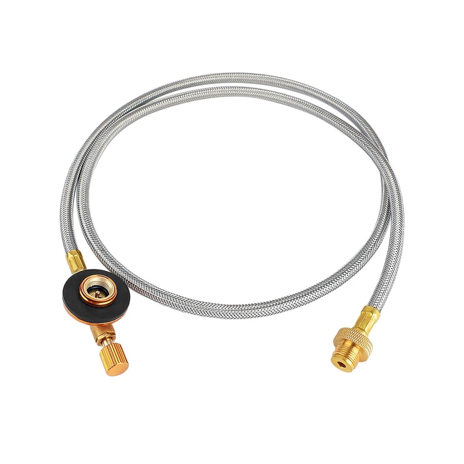 Tubo de conexión de gas Manguera trenzada de acer Tubo de extensión for estufa de camping al aire libre, conector de válvula de combustible(Adapter and Tube-A)