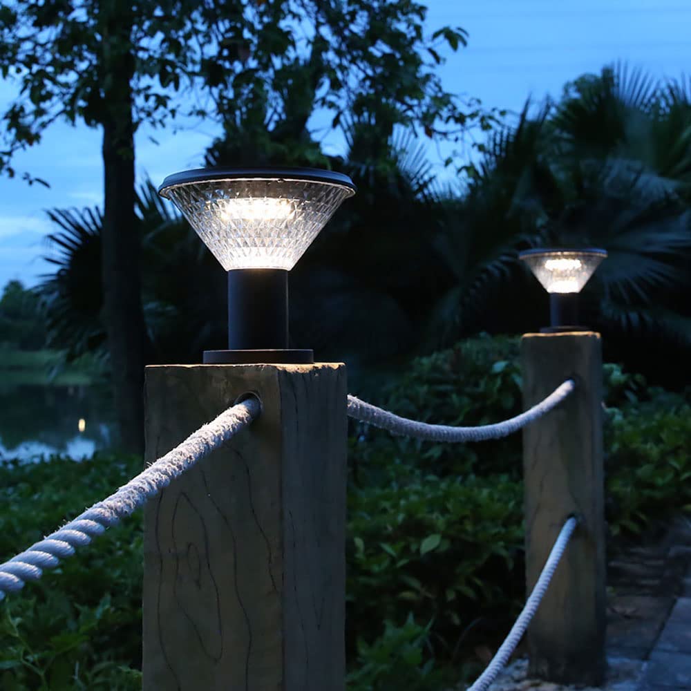Lampione Solare a LED per Esterni Lampada da Esterno in Alluminio per molo Luci a Colonna per Esterni Impermeabili Lampioni stradali d'Epoca per Prato Patio Yard Pathway Garden