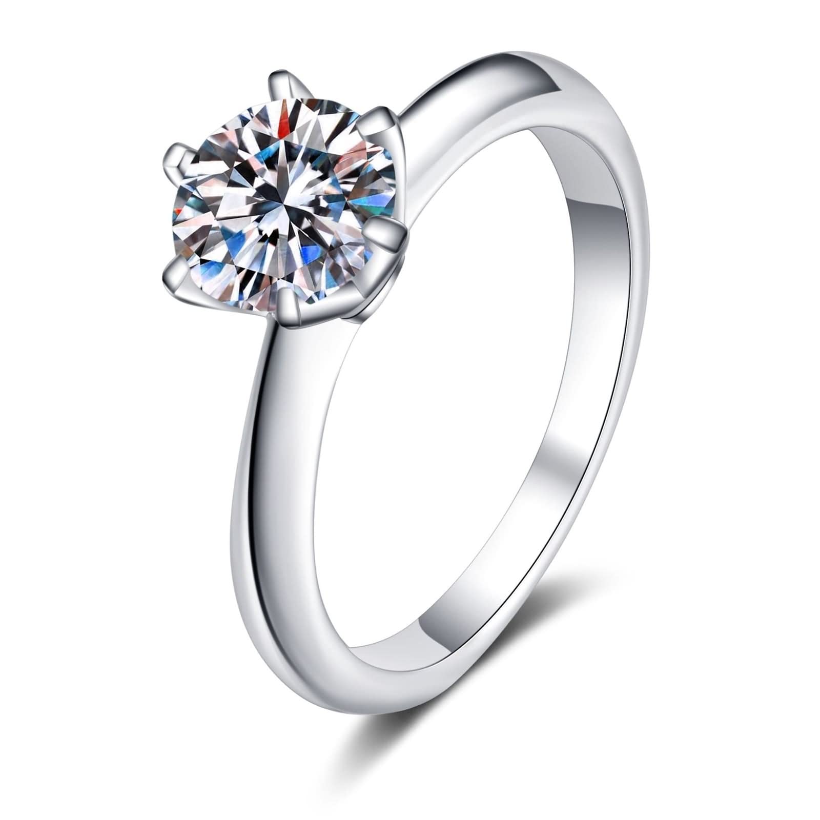 Anillo de compromiso gótico, anillo de oro blanco para mujer, redondo, de plata de ley, adecuado para cumpleaños y aniversario