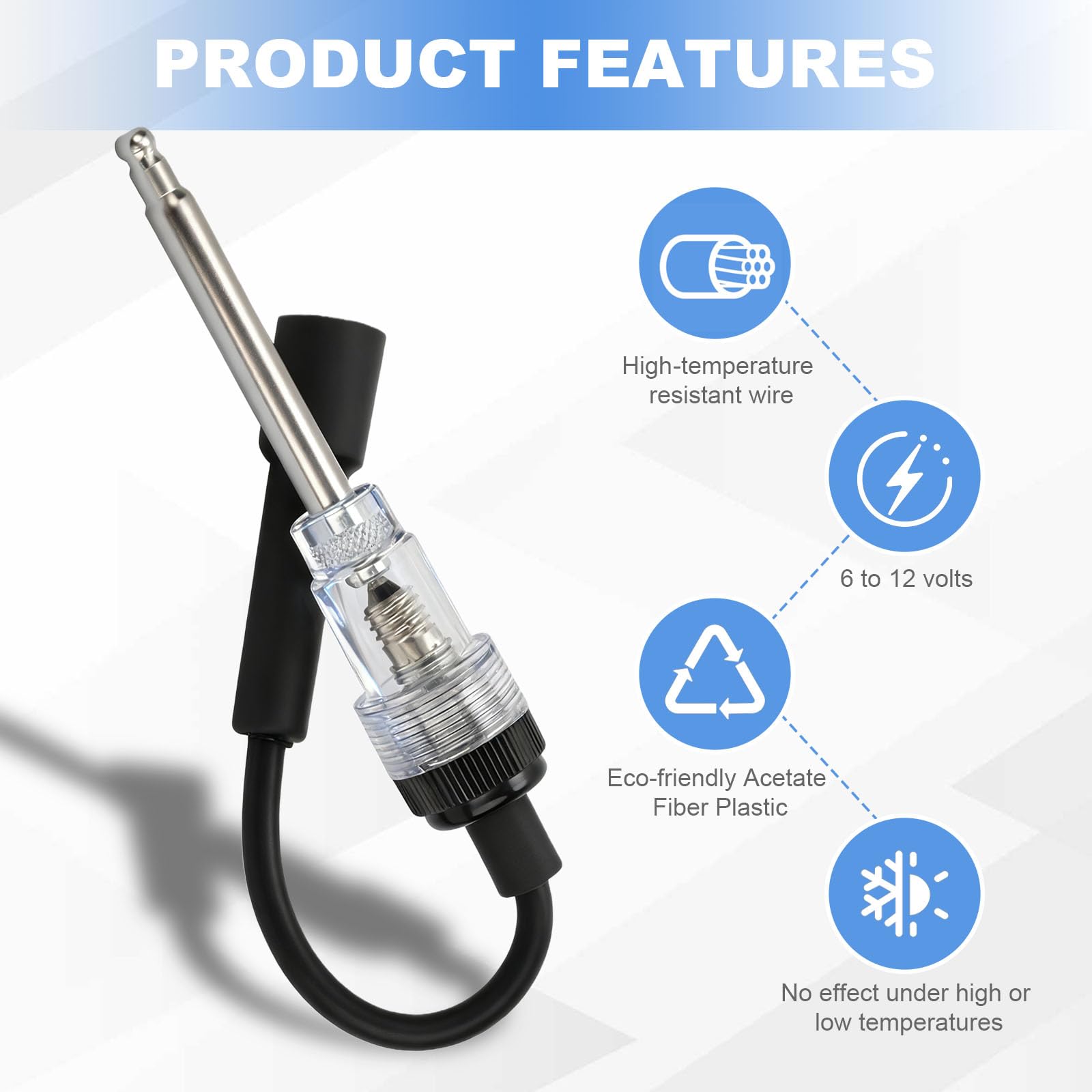Tester per Candele e Bobine di Accensione Professionale | Test di Scintilla Universale con Cavo Diritto per Motori Piccoli e Grandi | Diagnostica Auto, Moto, Tosaerba, Generatore
