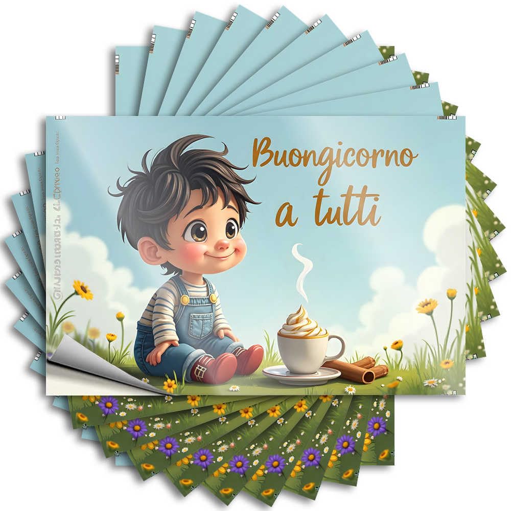 Funny Sticker Beauty Room Decor Durable Vinyl - Happy Morning to All: A Cute Child Enjoying A Steaming Hot Chocol Laptop for Adult Use(12X18CM)