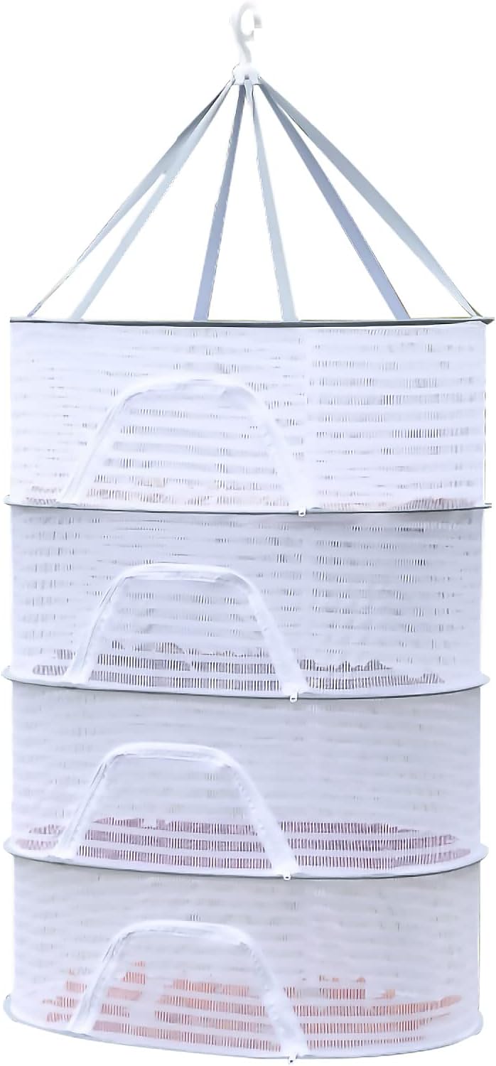 Knchy Hanging Mesh Drying Rack, 4 Layer Collapsible Drying