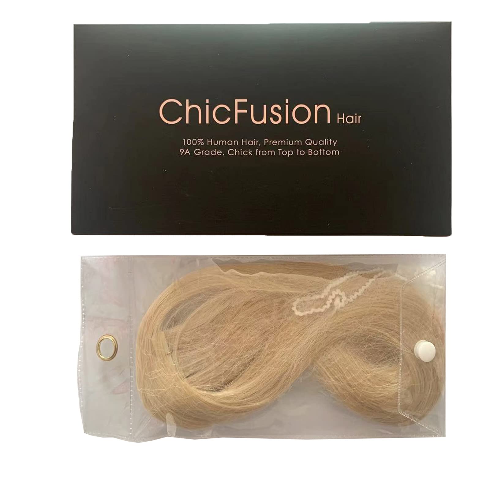ChicFusion Tape-in Human Hair Extensions Bleach Blonde Silky Straight Real Human Hair with Adhensive Tapes 20 Pieces Per Set, Color #613 30g