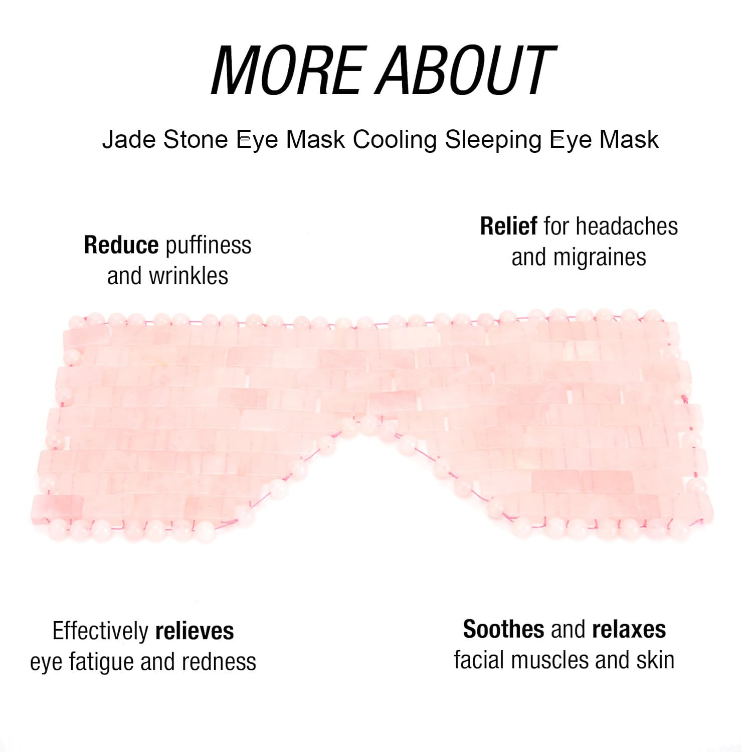 Masque Rafraîchissant pour les Yeux en Pierre de Jade pour les Yeux Gonflés, Soulage et Favorise le Sommeil, avec des Pierres Froides et Apaisantes, Masque de Massage Oculaire Thérapeutique (rose)