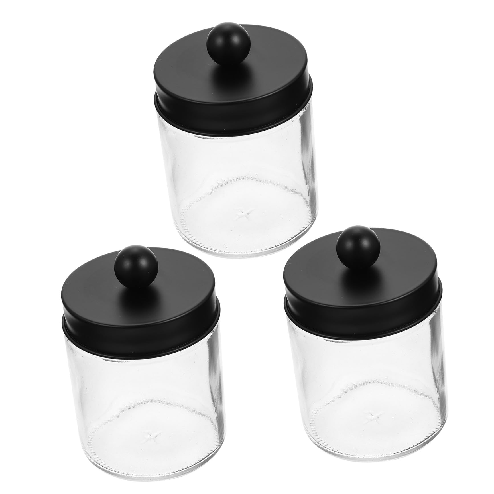 Wattebauschhalter 3 Stück aus Glas mit Edelstahl Schraubverschluss Badezimmer Organizer und Vorratsdose für Wattepads und Wattestäbchen Luftdichte Aufbewahrung für Bad und Pflege