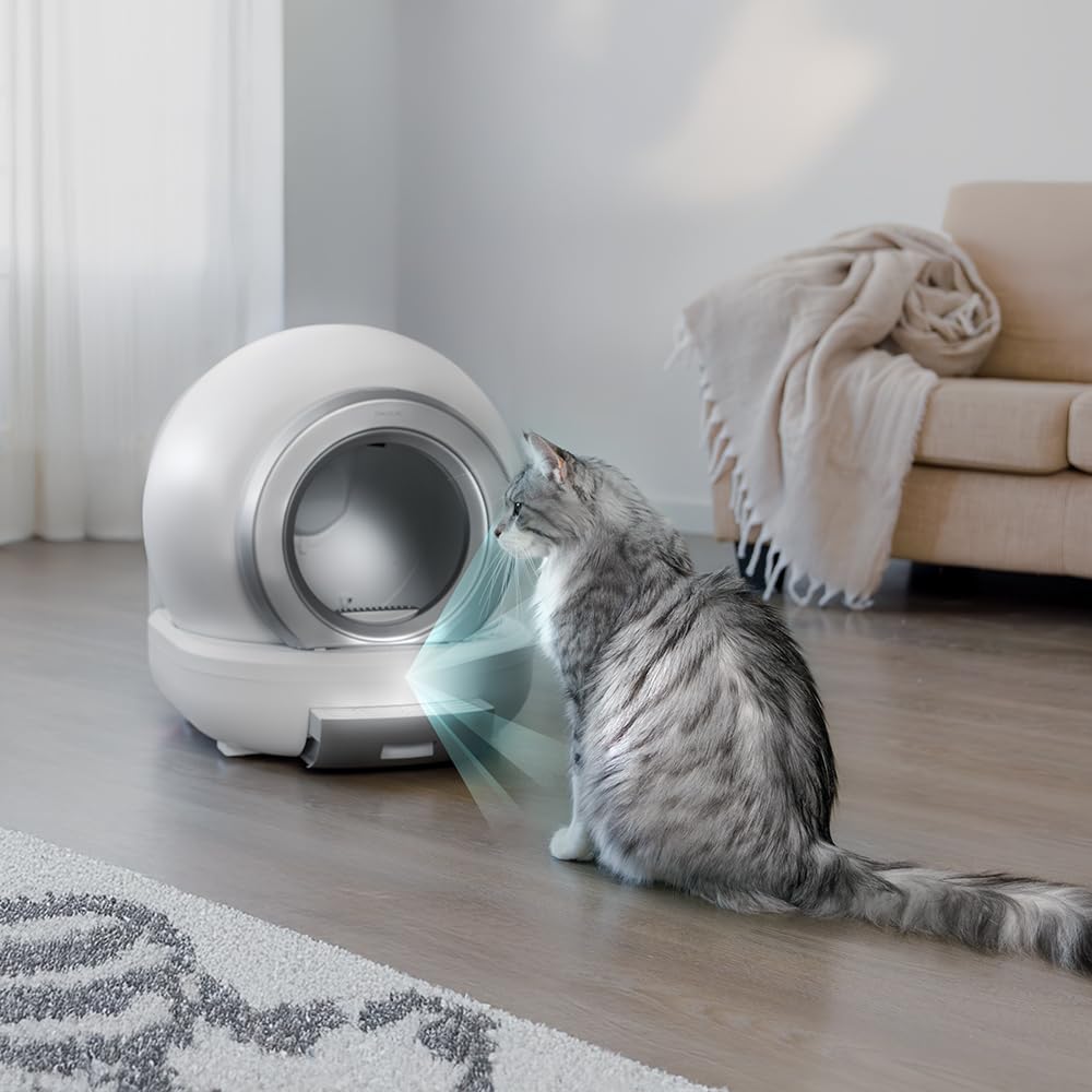 Cecotec Arenero Automático Compacto con Autolimpieza Pumba 7000 CleanKitty Compact Connected. Capacidad 65L, Triple Sistema de Desodorización, Control por WiFi, Silencioso, Sensor de Infrarrojos