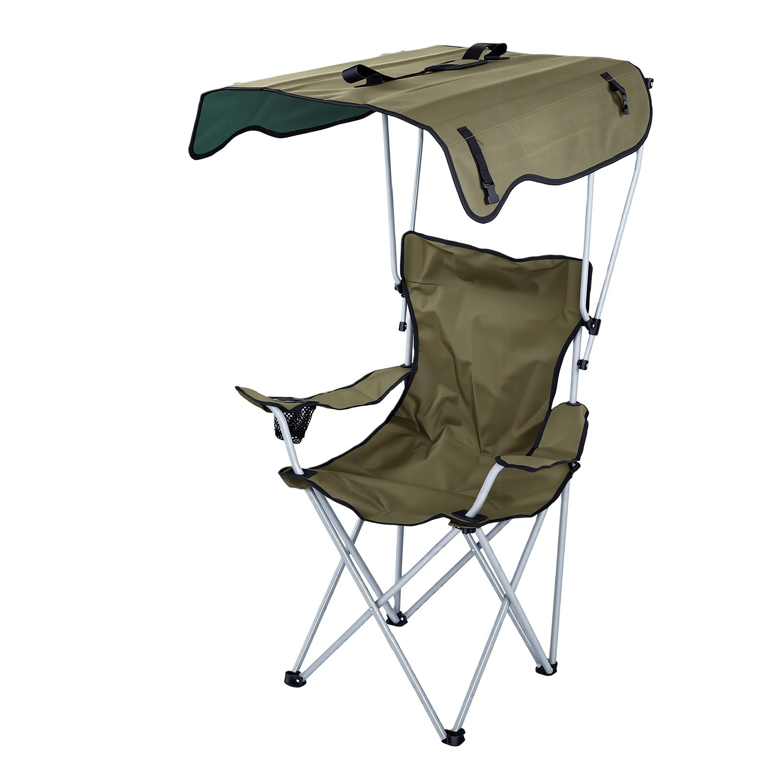 Sedia da Campeggio Pieghevole con Tettuccio Sedia da Esterno Ergonomica Premium per Viaggi da Picnic Sulla Spiaggia OD Green