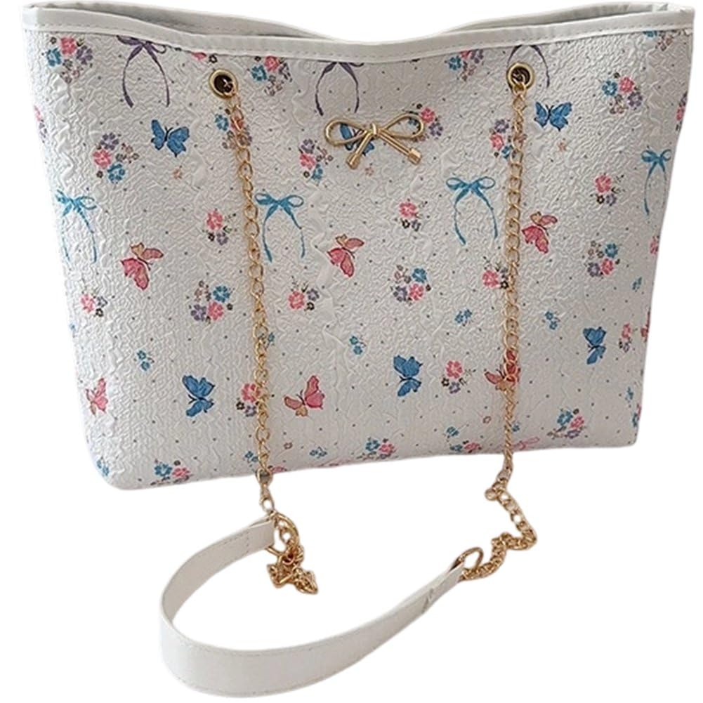 Fituenly Floral Tote Bag for Women, Large Lightweight Shoulder Handbag, Multipurpose Shopping Bag for Picnic Travel Beach Commuting