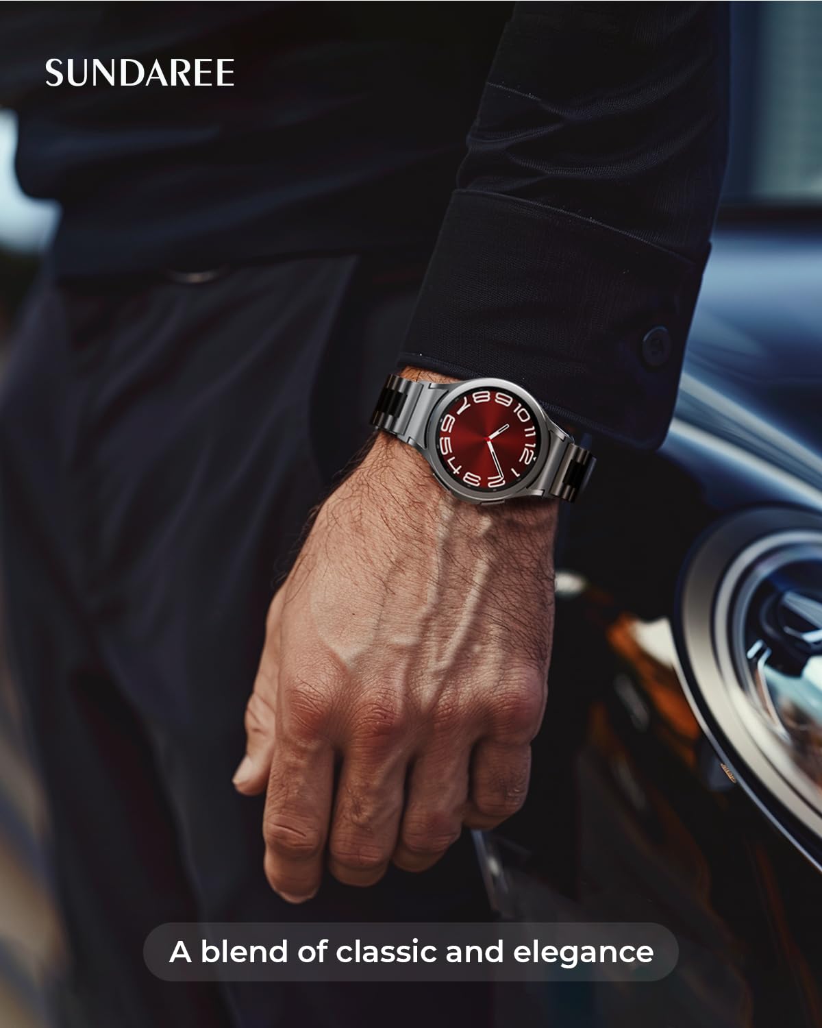 SUNDAREE Compatibile con Cinturino Samsung Galaxy Watch 6 4 Classic 47MM 46MM 43MM 42MM/5 Pro 45MM/6 5 4 44MM 40MM,Nero Argento No Gap Donna Uomo Metallo Acciaio Inox Orologio Cinturini Ricambio Band