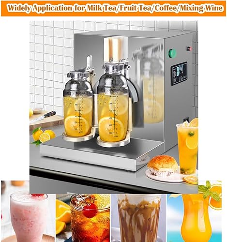 Miniatura 9 de INTBUYING Bubble Boba Milk Tea Shaking Machine, acero inoxidable doble estación Auto Milk Tea Shaker, licuadora de mezcla de té de ordeño con 2