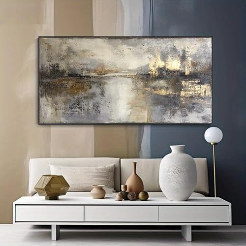 UUDEZO Abstract Canvas Art Serene Landscape Large Framed Wall Decor for Living Room, Bedroom Artwork(65x130cm/(25x51inch)/with Frame)