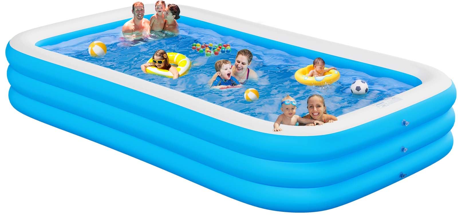 Big Inflatable Pool for Adults, Lylting 130"x72"x22" Extra Large Thickened Blow Up Swimming Pool with Repair Patch, Full Size Family Inflatable Pools for Backyard Lawn Indoor Outdoor