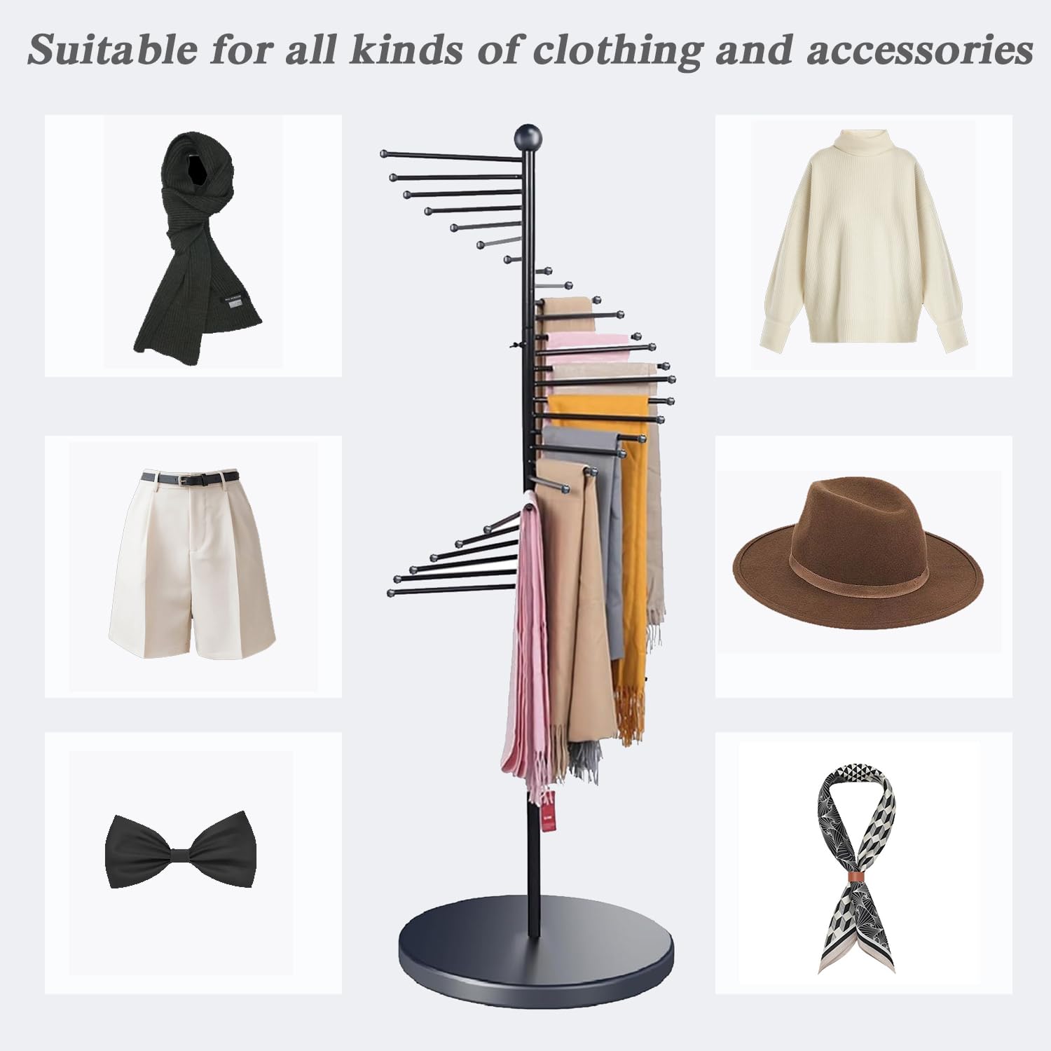 Soporte para pañuelos, Soporte para pañuelos en Espiral de 30 Varillas, Estante para pañuelos Dorado para Tienda de Ropa, Estante Organizador Comercial para hij,