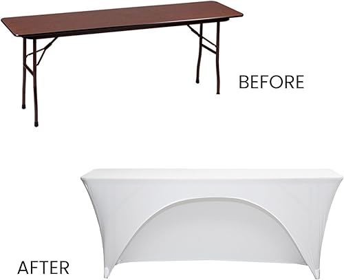 Miniatura 4 de YOUR CHAIR COVERS - Mantel elástico rectangular de elastano de 6 pies x 18 pulgadas, con espalda abierta para aula, color blanco