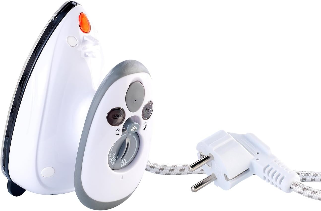 Sichler household device, travel steam iron travel steam iron for travel and vacation, 230 V and 110 V (mini-iron)